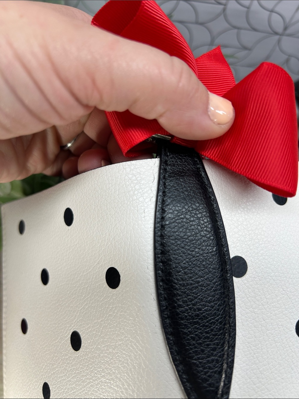 3285 Kate Spade Disney Minnie Mouse Polka Dot Tote Bag - Black & White 269133285 - Picture 15 of 15
